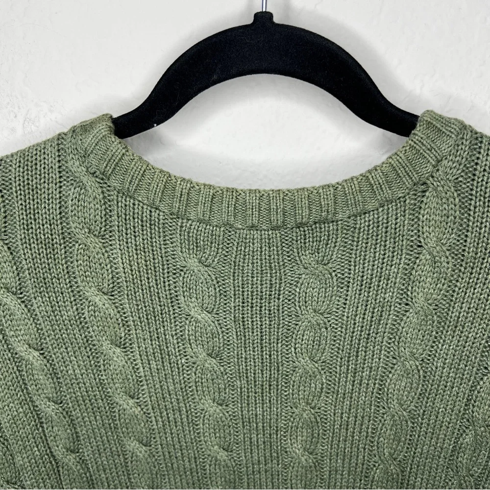Vintage Chaps 100% cotton Green Cable-knit Sweater in size XL
